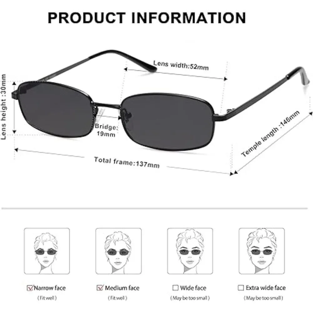 Trendy Small Y2K Rectangle Sunglasses for Women and Men Retro SJ1187